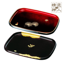 A variety of Japanese imported rectangular lacquerware tea tray Gold leaf Maki painted fruit tray Tea tray Tea tray
