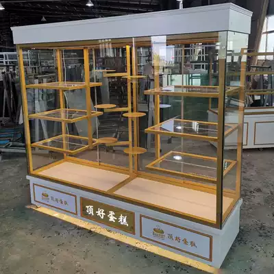 New spot golden cake cabinet White model display cabinet bread sample cabinet professional custom push-pull glass shelf