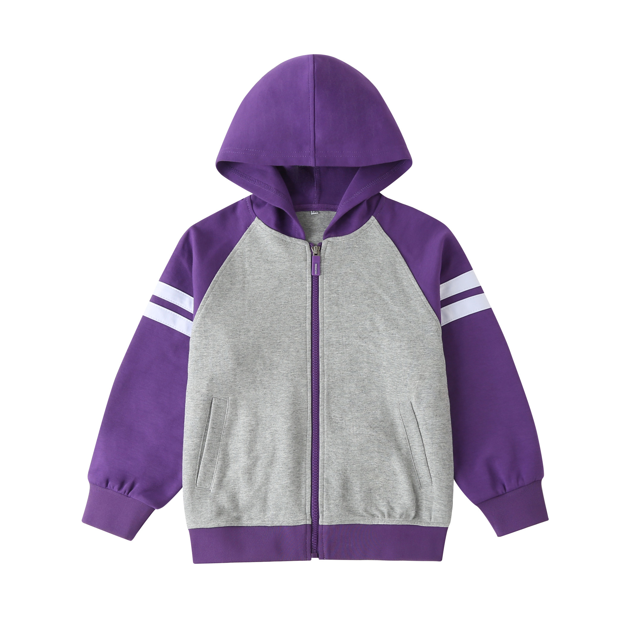 Primary school uniform pure cotton spring and autumn children's sports clothing light purple gray hood coat England wind