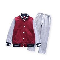 Primary and secondary school students school uniform set spring and autumn men and women pure cotton college British style childrens gray jujube baseball uniform