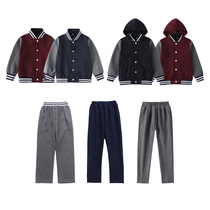 Stepi kindergarten garden clothes spring and autumn primary and secondary school students school uniform suit maroon navy blue striped pants waist baseball uniform