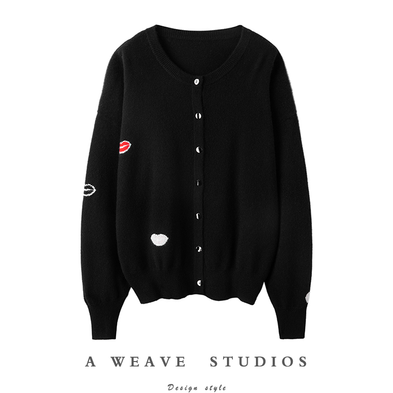 Stunning! It's so Beautiful! Round-Neck Cashmere Cardigan for Women, Pure Cashmere Sweater, Knitted Cardigan, Loose Fit