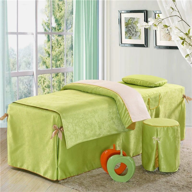 Mới làm đẹp trải giường bốn bộ bông châu Âu pha lê nhung rắn màu sắc đẹp thẩm mỹ viện massage khử trùng giường bìa tùy chỉnh - Trang bị tấm