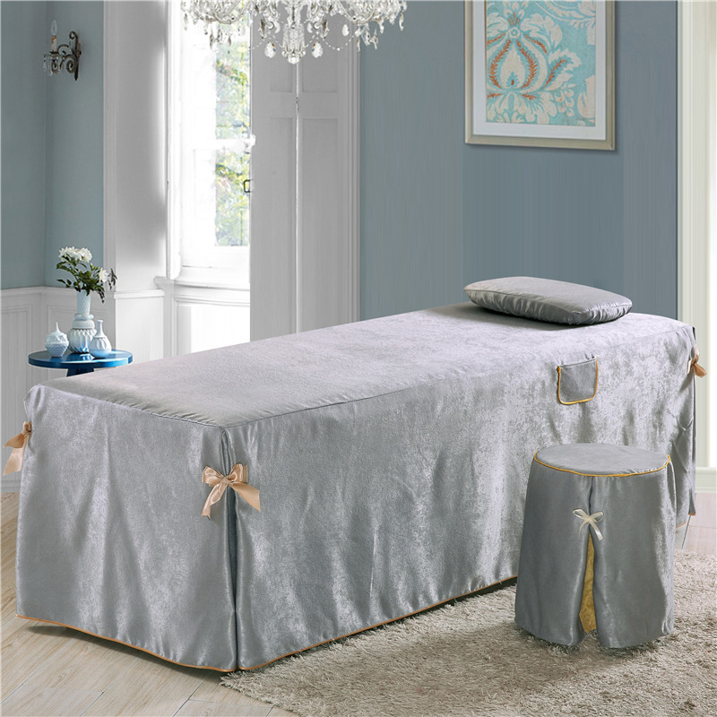 Mới làm đẹp trải giường bốn bộ bông châu Âu pha lê nhung rắn màu sắc đẹp thẩm mỹ viện massage khử trùng giường bìa tùy chỉnh - Trang bị tấm ga giường spa đẹp