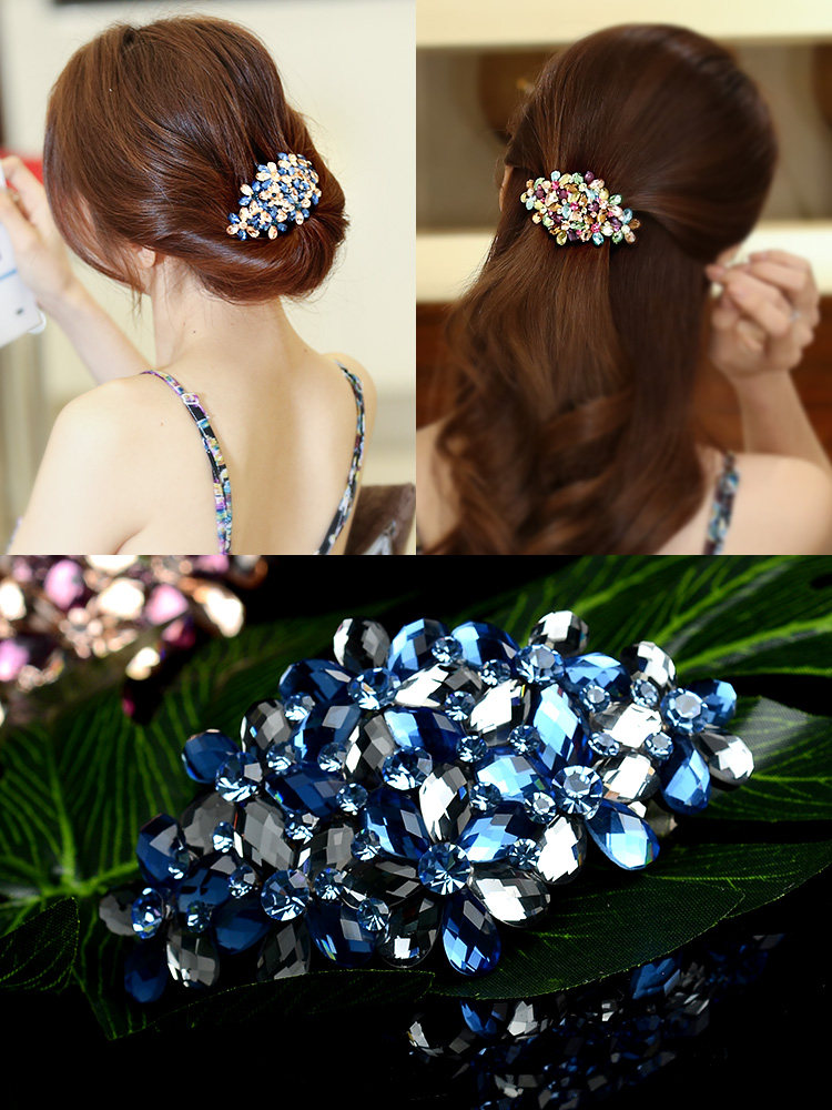 Hairpin back of the head Korean headdress pan head rhinestone hairpin women's top clip spring clip simple mother style elegant atmosphere