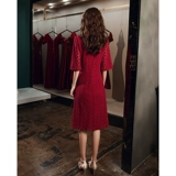 Красное ципао, вечернее платье, платье с рукавами, осеннее свадебное платье, юбка, коллекция 2023, китайский стиль