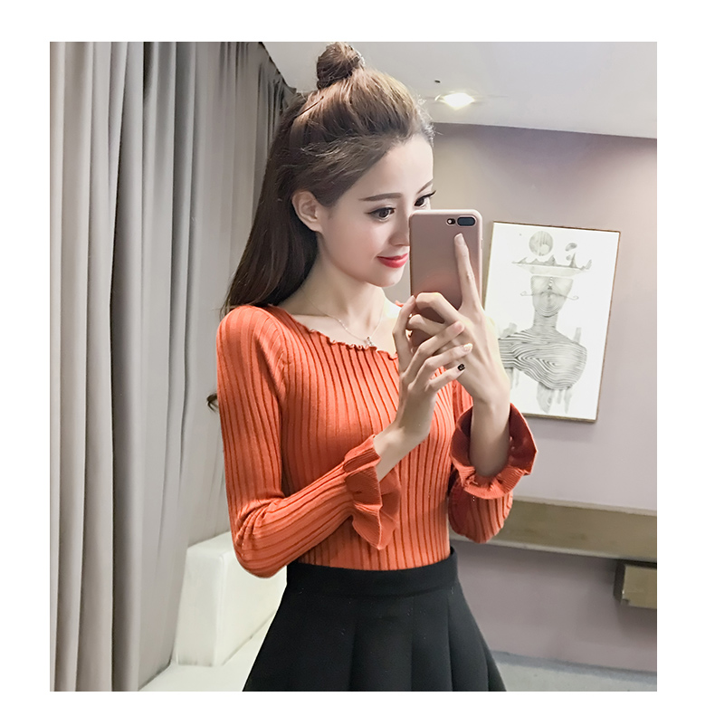 Áo len đen nữ mỏng phần mùa xuân và mùa thu mới đoạn ngắn Slim mỏng trùm đầu đan đáy áo sơ mi nữ dài tay bên trong mất phụ nữ áo len croptop