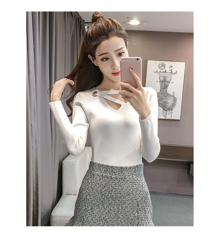 V-hàng đầu xanh đan dài tay nữ mùa hè 2019 phiên bản Hàn Quốc mới của áo len mỏng dáng xòe hoang dã
