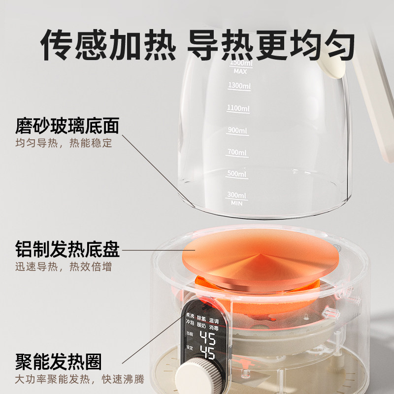 Little Strong Bear Baby Constant Temperature Milk Warmer, Special Glass Intelligent Milk Maker for Hot Water Mixing, Milk Warmer, Household Kettle