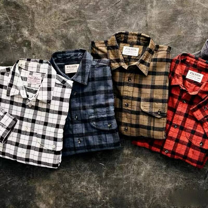 Filson American Retro Classic Plaid Shirt Alaska Guide 8oz Heavy Flannel Outdoor Long Sleeve
