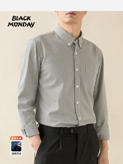 2025 Autumn/Winter New Yak Wool Long-Sleeve Brushed Shirt for Men, Casual Business Dad Shirt, Men's Light Luxury for Young and Middle-Aged