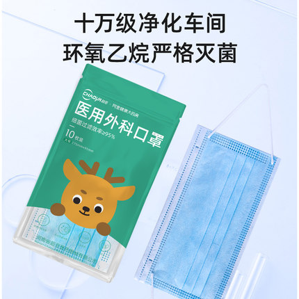 超亚成人一次性使用医疗外科口罩防尘透气三层防护防病菌医用口罩