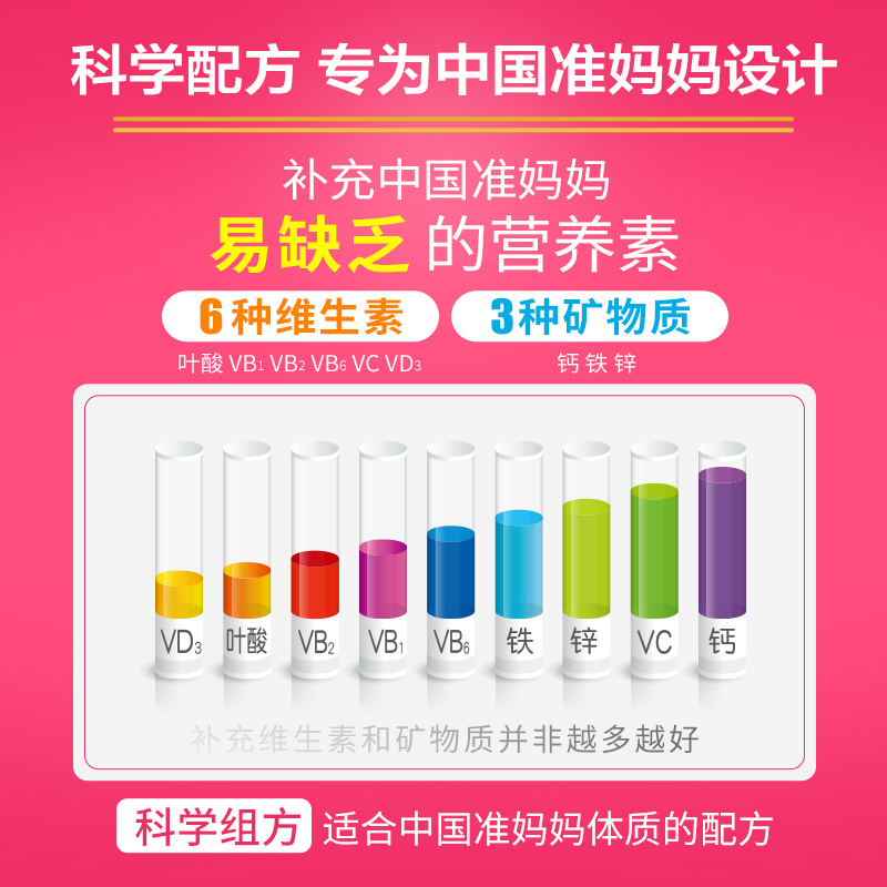 金斯利安 孕妇多维片 80片 含叶酸/钙/铁/锌等 图3