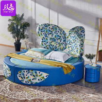 Theme Hotel Hotel leather fun electric round bed romantic butterfly shape couple intelligent double vibration water bed
