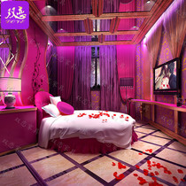 Hot Pin Couple Bed Double Romantic Round Bed Pink Cloth Art Shake Spice Bed Themed Hotel Guesthouse Electric Mattresses