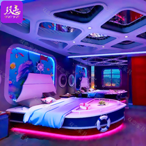 Theme hotel creative boat shape fun bed hotel B & B Hotel Double couple smart electric mattress remote control booster bed