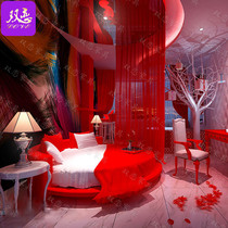 Manufacturer Dingding to Theme Hotel Guesthouse Leather Art Round Bed Lovers Double Folk Sleeping Electric Bed Remote Control Shock Assisted Bed