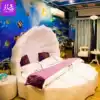 Net red light luxury round bed hotel Ocean shell water bed hotel Couple electric vibration fun bed Apartment special bed