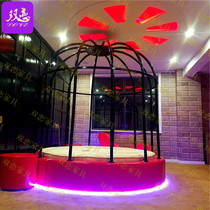 Fashion Iron Art Bird Cage Electric Round Bed Themed Hotel Couple Folk Apartments Versatile intelligent Spice Shock Bed
