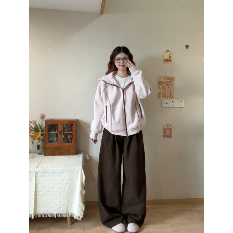 Classe Lan Hooded Sweatshirt Cardigan Jacket 2026 Autum New Korean Style Casual Outdoor Loose Jacket Classe Lan Hooded Sweatshirt Cardigan Jacket 2026 Autum New Korean Style Casual Outdoor Loose Jacket