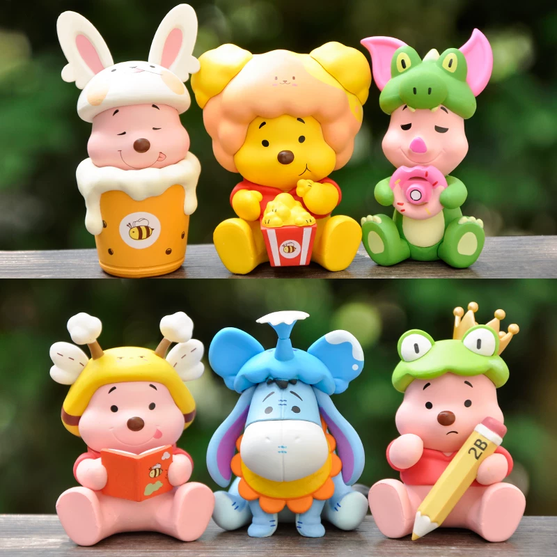 Аниме Pooh Bear Bear серия игры слепая коробка милый девочка сердце настольное торт украшение качели