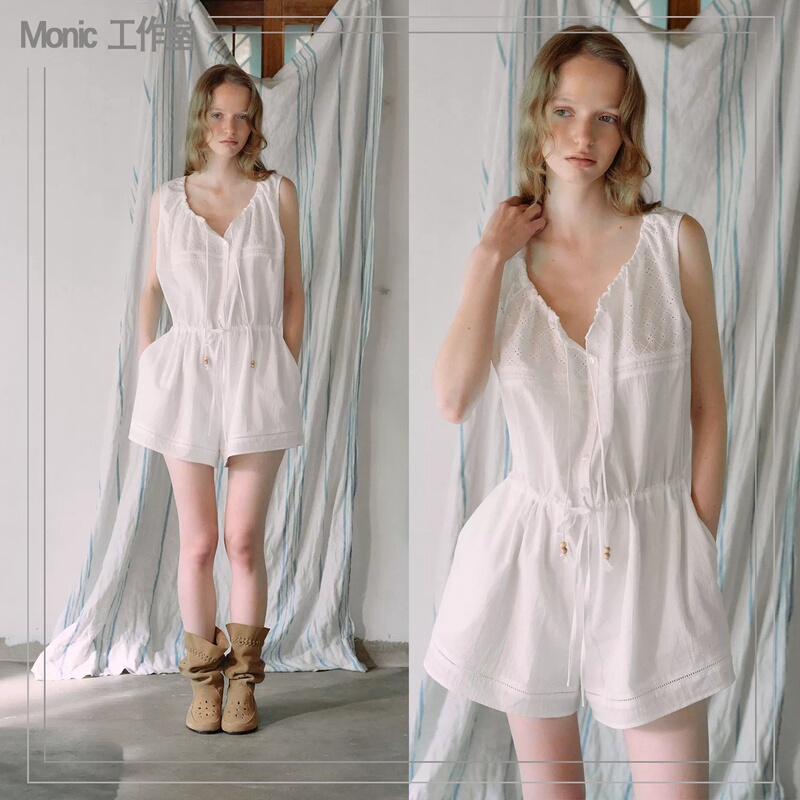 Original Korean Light Luxury Design Ta*26 Summer Age-Reducing Style, Same Model as Quan Xiu Lin, Lace-Up Sleeveless One-Piece Shorts Original Korean Light Luxury Design Ta*26 Summer Age-Reducing Style, Same Model as Quan Xiu Lin, Lace-Up Sleeveless One-Piece Shorts