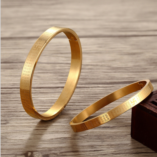 结缘万字符般若波罗蜜多心经钛钢手镯护身保平安时尚男女转运手环