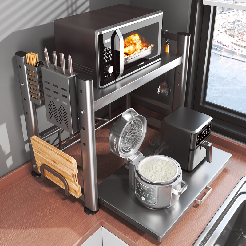 Kitchen Microwave Oven Rack Pull-Out Multi-Functional Countertop Rice Cooker Rack Household Oven Multi-Layer Storage Rack Kitchen Microwave Oven Rack Pull-Out Multi-Functional Countertop Rice Cooker Rack Household Oven Multi-Layer Storage Rack