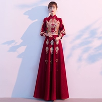 Вино красное золото цветочная вышивка Long 200699