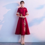 Вечернее платье, красное ципао, свадебное платье, традиционный свадебный наряд Сюхэ, китайский стиль, изысканный стиль