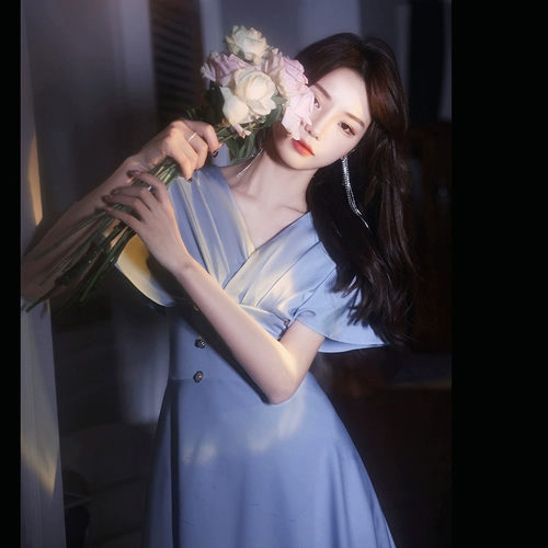 Вечернее платье, элитная синяя юбка, подходит для подростков, изысканный стиль