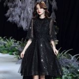 Черные блестки для ногтей, вечернее платье, элитная юбка, французский стиль, новая коллекция, изысканный стиль, легкий роскошный стиль