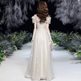 Вечернее платье, элитная юбка, французский стиль, открытые плечи, изысканный стиль, цвета шампанского