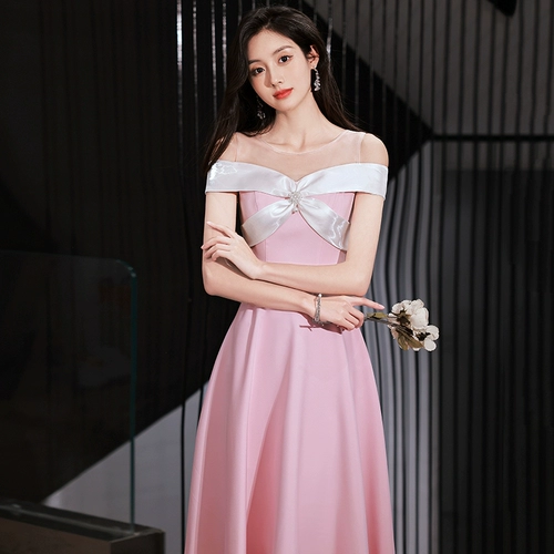 Вечернее платье, розовое летнее платье подружки невесты, французский стиль