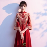 Вечернее платье, ципао, свадебное платье, летний традиционный свадебный наряд Сюхэ, китайский стиль, изысканный стиль