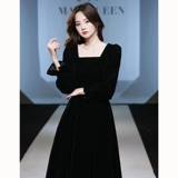 Вечернее платье, юбка, элитный бархатный черный цветной лонгслив, городской стиль, изысканный стиль