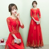 Ципао, вечернее платье, красный цветной традиционный свадебный наряд Сюхэ, китайский стиль, по фигуре