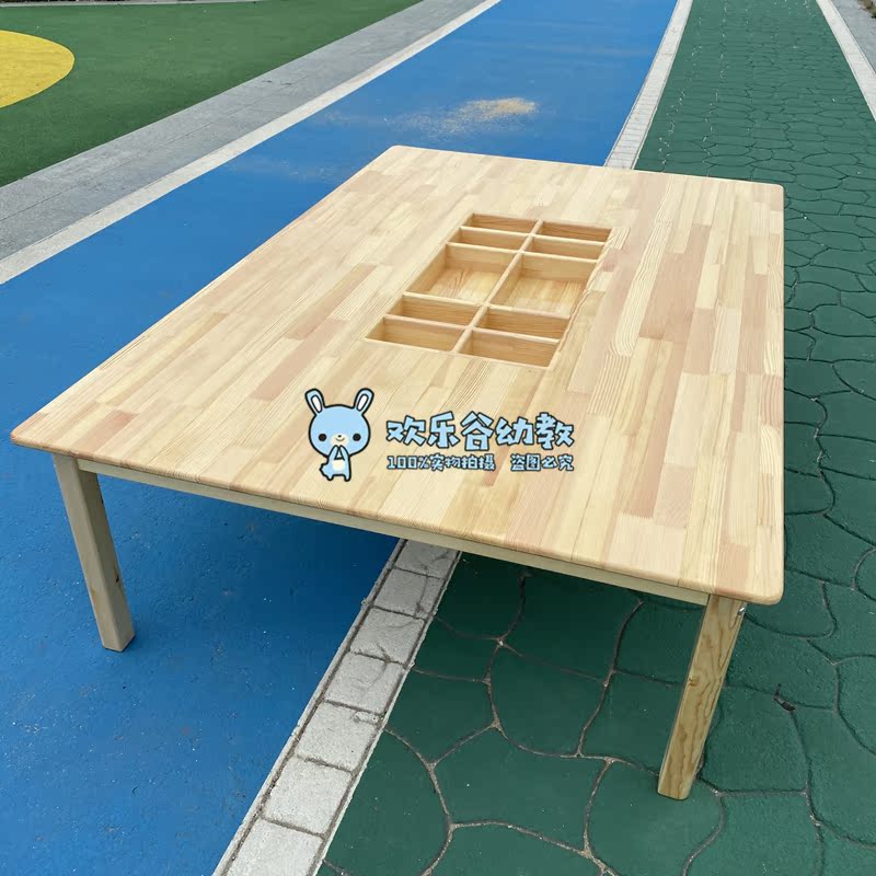 Kindergarten children solid wood complete sets of art table painting game combination table and chair classroom training long square desk chairs