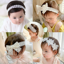 Spring and summer girl hair with white brief lace butterfly knot hair with baby head decorated baby head flowers 0-1-3 years old