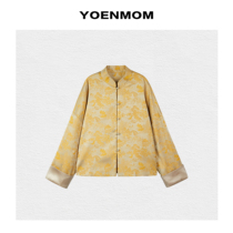 YOENMOM-Forest between mountain forests 2024 Early spring New products 100 people silk satin noodles jacquard New Chinese-style collar jacket