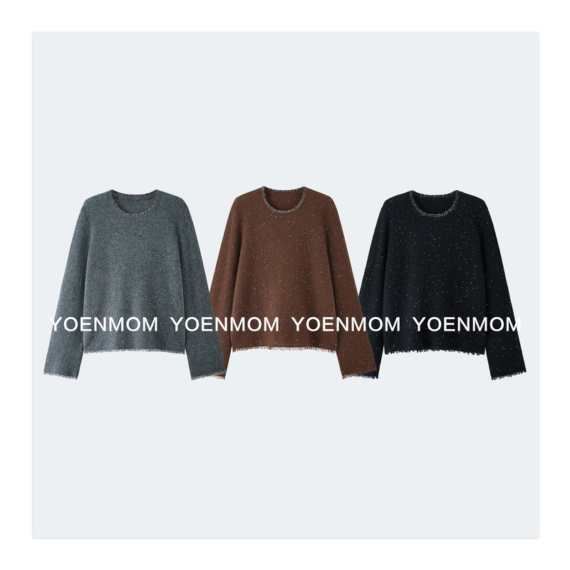 Yoenmom·Soft Weaving Overture·100% Cashmere Soft and Fluffy with Fine Shimmer, Three-Dimensional Pineapple Stitch Round Neck Knit Yoenmom·Soft Weaving Overture·100% Cashmere Soft and Fluffy with Fine Shimmer, Three-Dimensional Pineapple Stitch Round Neck Knit