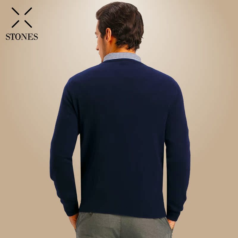 STONES cao nguyên mùa đông chất lượng cao cashmere nhẹ và thoải mái đơn giản áo len cổ chữ V cổ điển 406143 - Áo len Cashmere shop áo thun nam
