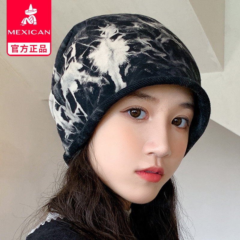 Rice straw man hat children Han version Chauded wool line sleeve headcap Baotou cap cold hat Spring and autumn day family knit heaps and heaps