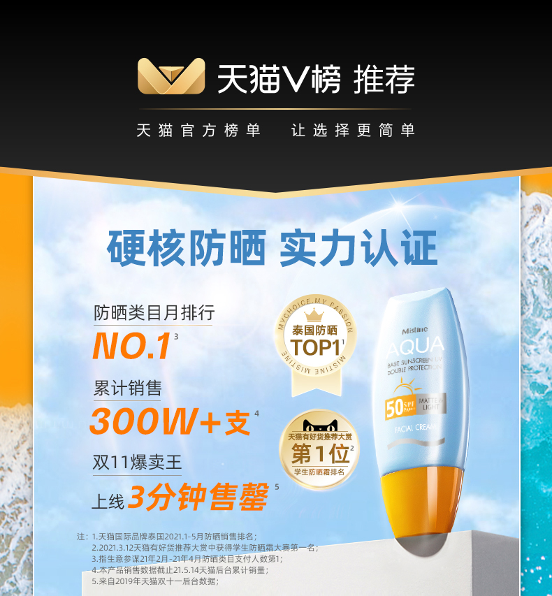 泰国 Mistine 多效修护防晒霜 40ml SPF50 PA+++ 图1