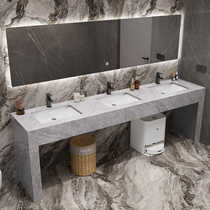 Modern simple marble double basin washbasin public bathroom washbasin floor-standing basin cabinet combination