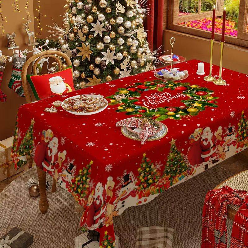 Christmas Tablecloth, Christmas and New Year Holiday Atmosphere, Table Decoration Cover, British Style Coffee Table, Stain-Resistant and Dust-Proof Cloth