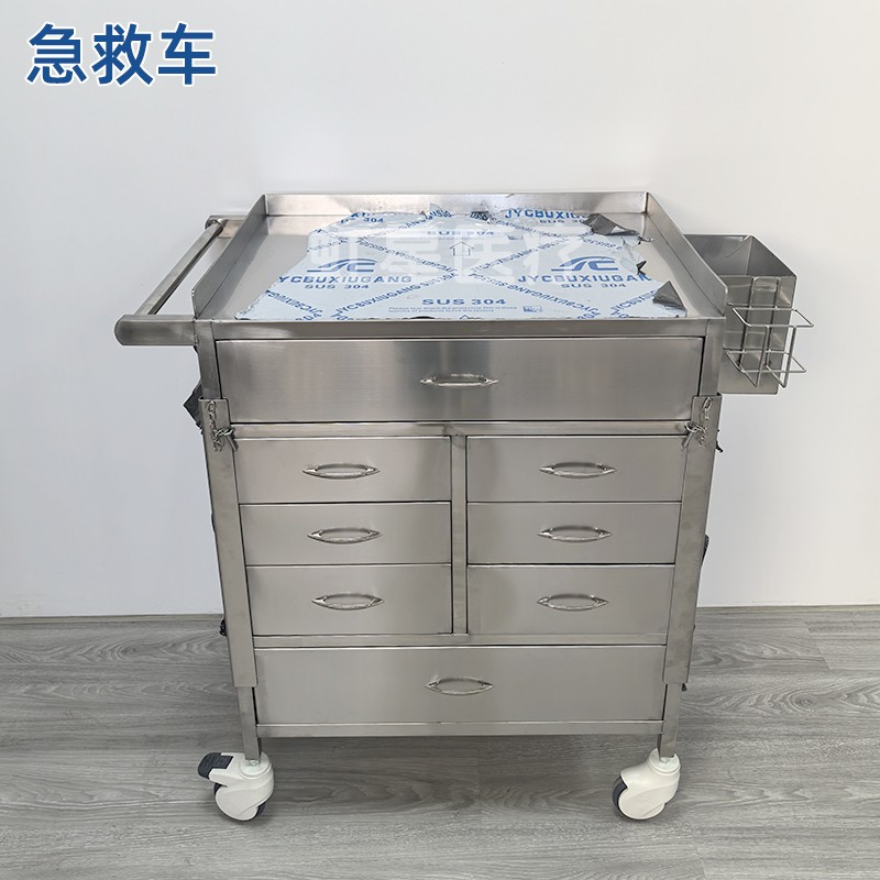 定制款医用小推车不锈钢治疗车换药车急救车护理车抢救车手推车