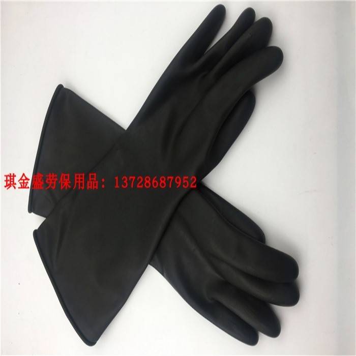 Rubber anti-chemical gloves Industrial acid-resistant base black and thickening anti-corrosion anti-corrosion acid-resistant gloves
