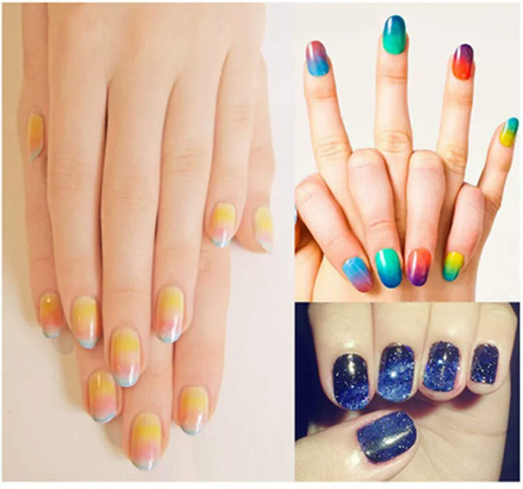 Nail nở gradient bọt biển DIY cầu vồng sáng tạo đầy sao bầu trời gradient móng tay phong cách châu Âu và Mỹ - Công cụ Nail