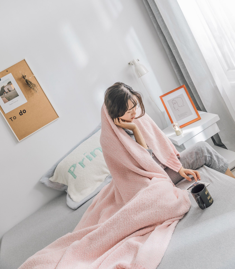 ins Bắc Âu nhỏ tươi màu giản dị văn phòng ăn trưa chăn nghỉ chăn con đơn hoặc kép sofa thảm Ruanmian - Ném / Chăn chăn lông cừu tây tạng